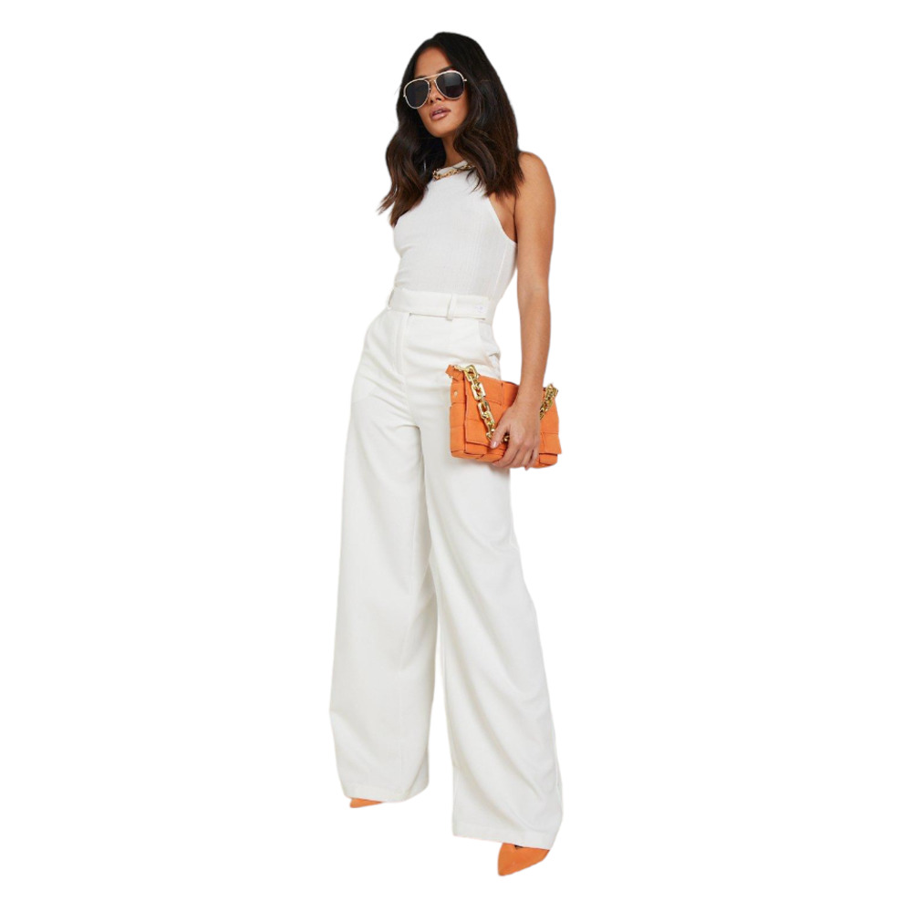 Boohoo Wide Leg Button Detail Trouser Color: Cream, Size 10